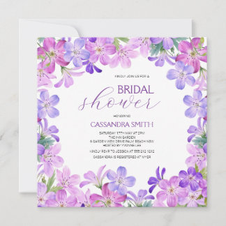 Elegant Violet Geranium Floral Vrijgezellenfeest Kaart