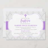 Elegant Violet Girl Baptism Invitation Kaart (Voorkant)