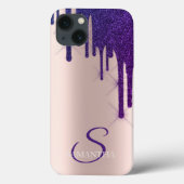 Elegant Violet Glitter Drift Roos Gold Case-Mate iPhone Case (Achterkant)