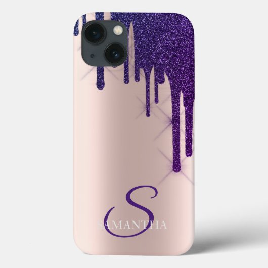 Elegant Violet Glitter Drift Roos Gold Case-Mate iPhone Case (Achterkant)