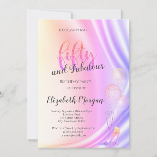 Elegant Violet Glitter High Heels 50th Birthday Kaart (Voorkant)