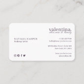 Elegant Violet Glitter Leaf Pattern Beauty Makeup Visitekaartje (Voorkant)