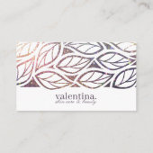 Elegant Violet Glitter Leaf Pattern Beauty Makeup Visitekaartje (Achterkant)