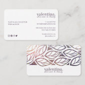 Elegant Violet Glitter Leaf Pattern Beauty Makeup Visitekaartje (Voorkant / Achterkant)