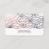 Elegant Violet Glitter Leaf Pattern Beauty Makeup Visitekaartje (Achterkant)