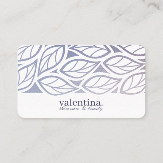 Elegant Violet Glitter Leaf Pattern Beauty Makeup Visitekaartje (Achterkant)