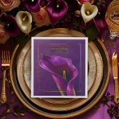 Elegant Violet & Gold Calla Lily Wedding Servet
