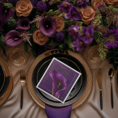 Elegant Violet & Gold Calla Lily Wedding Servet