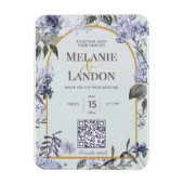 Elegant violet & gold hydrangea wedding invitation magneet (Verticaal)