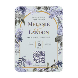 Elegant violet & gold hydrangea wedding invitation magneet