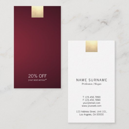 Elegant Violet Gradiënt Gold Accent Verticaal Visitekaartje (Voorkant / Achterkant)