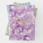 Elegant Violet, Green and Turquoise-kerstbal Inpakpapier Vel (In situ)