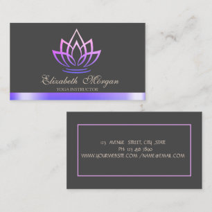 Elegant Violet Lotus, Yoga Instructor Visitekaartje