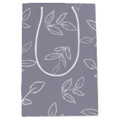 Elegant Violet Minimal Leaves Pattern Medium Cadeauzakje (Voorkant)
