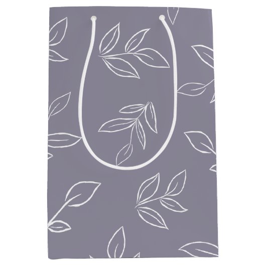Elegant Violet Minimal Leaves Pattern Medium Cadeauzakje (Voorkant)