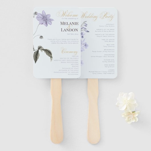 Elegant Violet & Mint Hydrangea Wedding Hand Fan Handwaaier (Voorkant en achterkant)