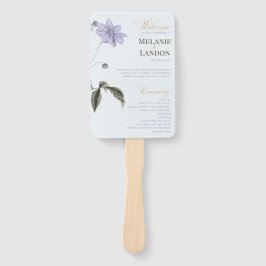 Elegant Violet & Mint Hydrangea Wedding Hand Fan Handwaaier