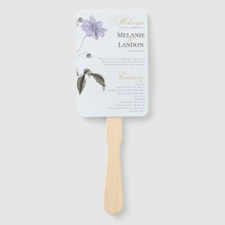 Elegant Violet & Mint Hydrangea Wedding Hand Fan Handwaaier