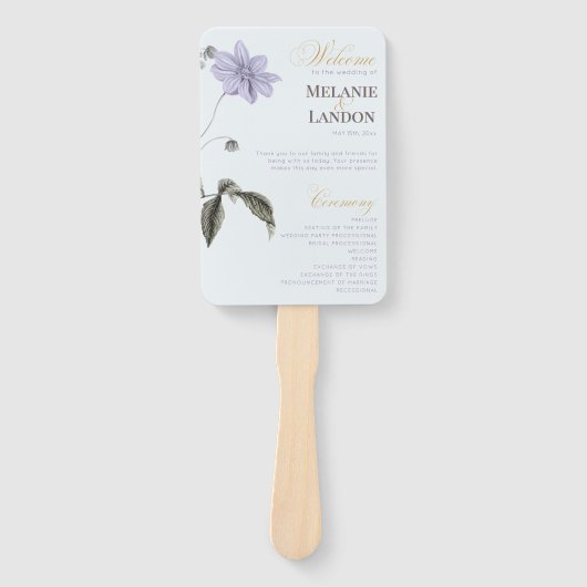 Elegant Violet & Mint Hydrangea Wedding Hand Fan Handwaaier (Voorkant)