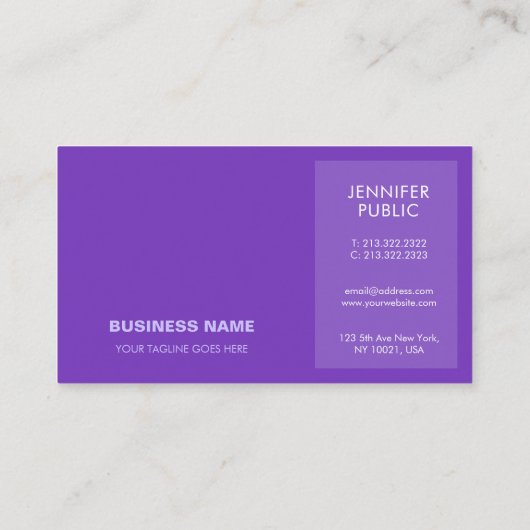 Elegant Violet Modern Professional Creative Chic Visitekaartje (Achterkant)