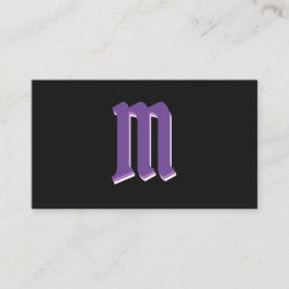 Elegant violet op zwart monogram 3d effect visitekaartje