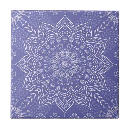 Elegant Violet Paars Boho Mandala Tegeltje (Voorkant)