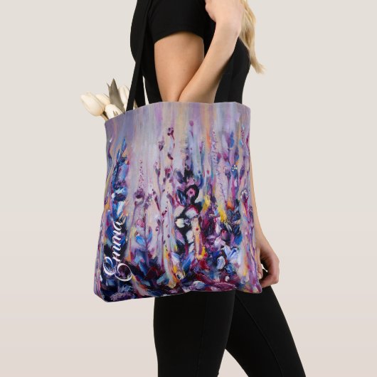 Elegant Violet Paars Lila Floral Tote Bag (Dichtbij)