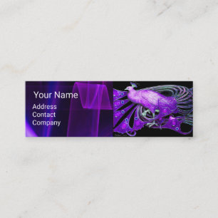 ELEGANT VIOLET PAARS PEACOCK, ZWARTE BLAUWE MONOGR MINI VISITEKAARTJE