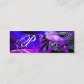 ELEGANT VIOLET PAARS PEACOCK, ZWARTE BLAUWE MONOGR MINI VISITEKAARTJE (Achterkant)