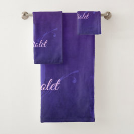 Elegant Violet Paarse Blauw rustiek monogram Bad Handdoek