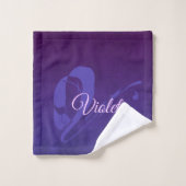 Elegant Violet Paarse Blauw rustiek monogram Bad Handdoek (Wasdoekje)