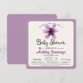 Elegant Violet Paarse Bloemen Baby shower Kaart (Voorkant / Achterkant)