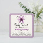 Elegant Violet Paarse Bloemen Baby shower Kaart (Staand voorkant)
