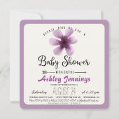 Elegant Violet Paarse Bloemen Baby shower Kaart (Voorkant)