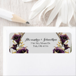 Elegant Violet Paarse Calla Lilies Wedding Return Etiket