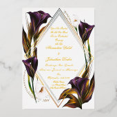 Elegant Violet Paarse Calla Lilly Floral Folie Uitnodiging (Voorkant)