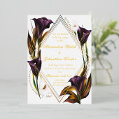 Elegant Violet Paarse Calla Lilly Floral Folie Uitnodiging (Staand Voorkant)