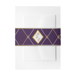 Elegant Violet Paarse en gouden diamant gevormd Uitnodigingen Wikkel