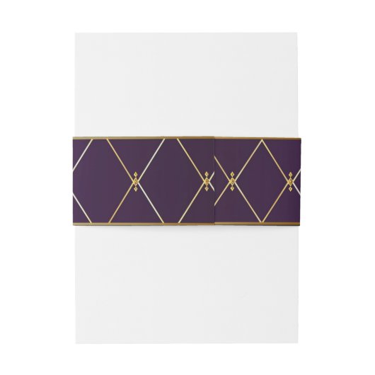 Elegant Violet Paarse en gouden diamant gevormd Uitnodigingen Wikkel (Achterkant Voorbeeld)