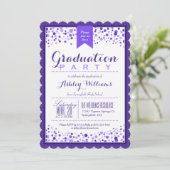 Elegant Violet Paarse & Witte Afstudeerfeest Kaart (Staand voorkant)