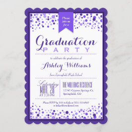 Elegant Violet Paarse & Witte Afstudeerfeest Kaart