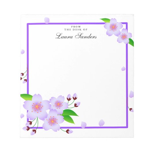 Elegant Violet Peony Flower Personated Notepad Notitieblok (Voorkant)