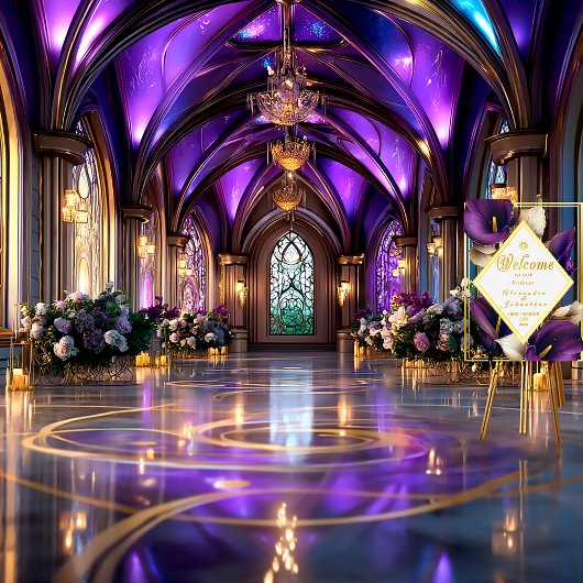 Elegant Violet Purple and Gold Calla Lily  Acryl Bord