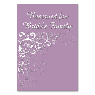 Elegant Violet Reserved Wedding Table Card Kaart