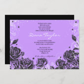 Elegant Violet Rozen Baby Noemende Uitnodiging Heb (Voorkant / Achterkant)