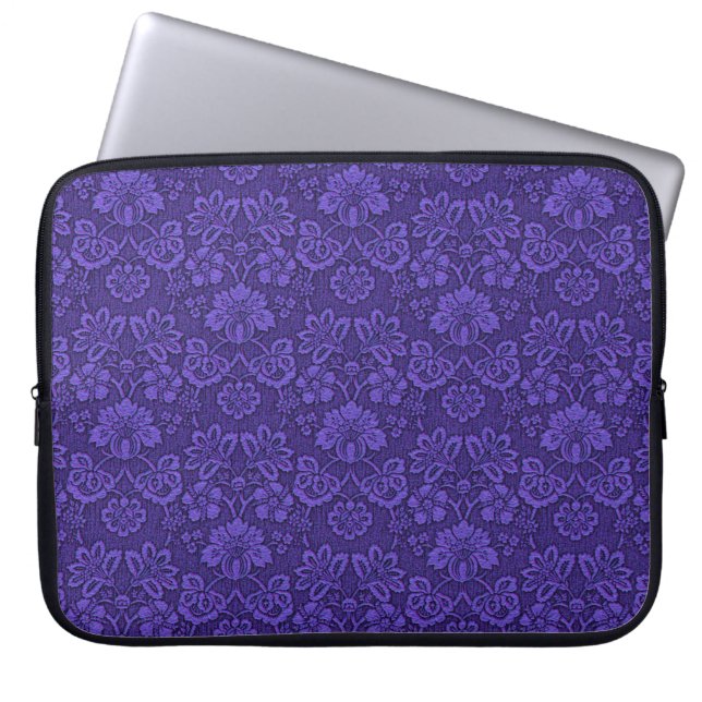 Elegant Violet Vintage Damask Pattern Laptop Sleeve (Voorkant)