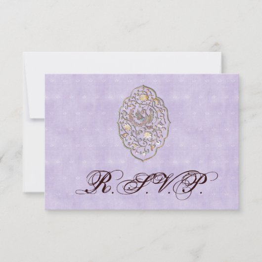 Elegant Violet Vintage Wedding RSVP (Voorkant)