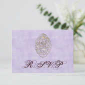 Elegant Violet Vintage Wedding RSVP Kaartje (Staand voorkant)