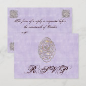 Elegant Violet Vintage Wedding RSVP Kaartje (Voorkant / Achterkant)