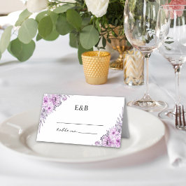 Elegant Violet Watercolor Flowers - Wedding Party Plaatskaartje